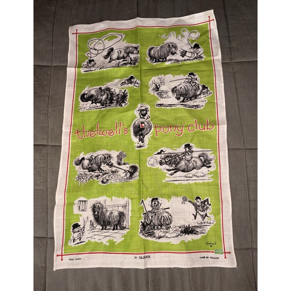 Vintage Rare 1960s Norman Thewell's Pony Club Ulster Linen Irish Tea Dish Towel